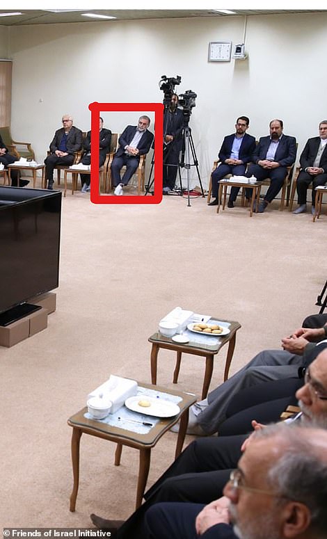 Moshen Fakhrizadeh at a meeting with Iran's Supreme Leader Ali Khamenei