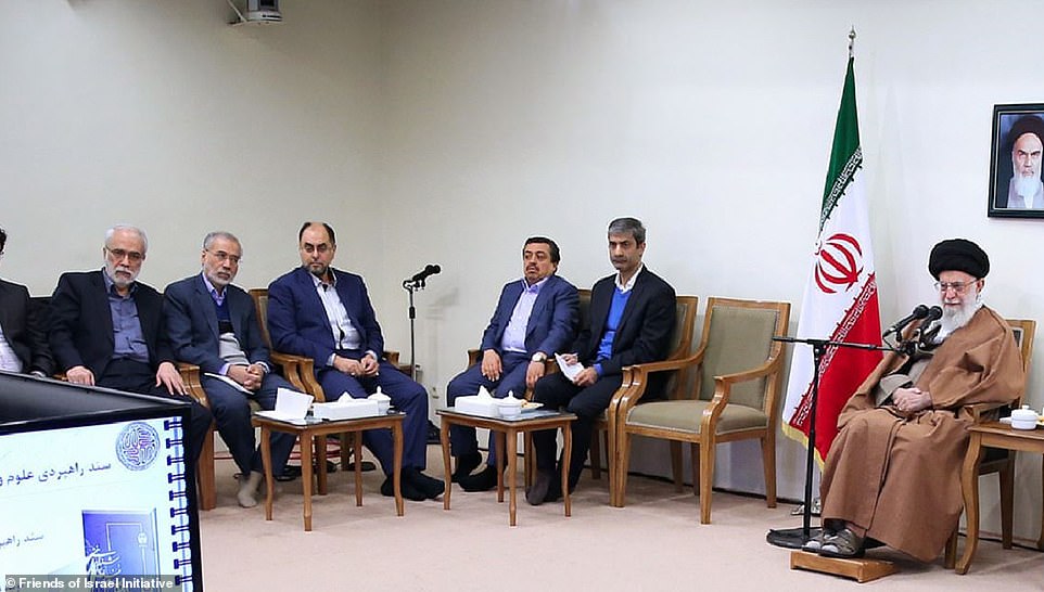 Iran's Supreme Leader Ali Khamenei (right) at a meeting which was attended by nuclear chief Moshen Fakhrizadeh