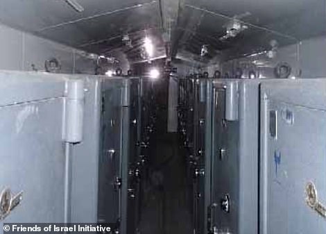 They were stored in rows of metal safes , which the Israelis broke into