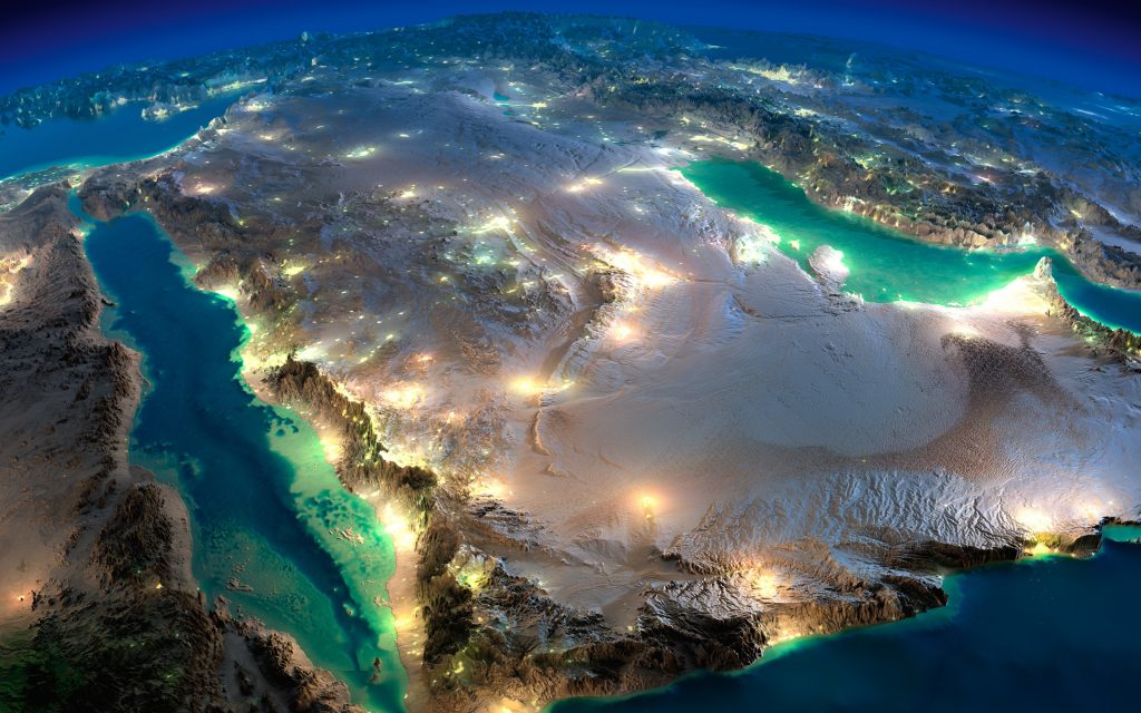 ערים מוארות בלילה, חצי האי ערב