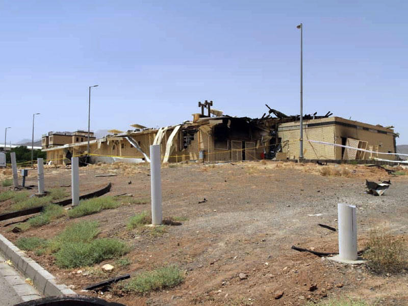 صورة نشرتها هيئة الطاقة الذرية الإيرانية أمس للموقع الذي تعرض للحادث في منشأة نطنز