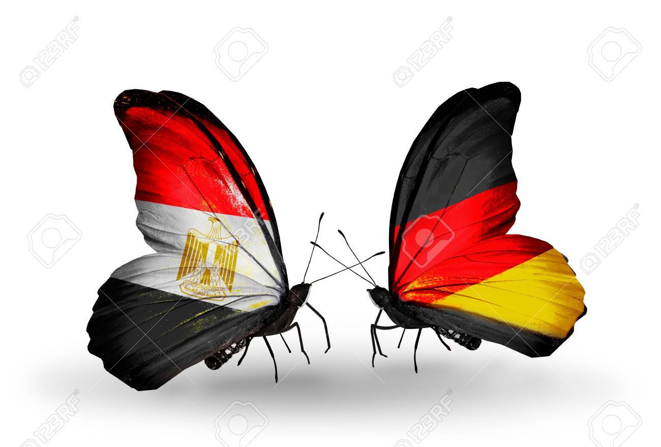 Two Butterflies With Flags On Wings As Symbol Of Relations Egypt ...