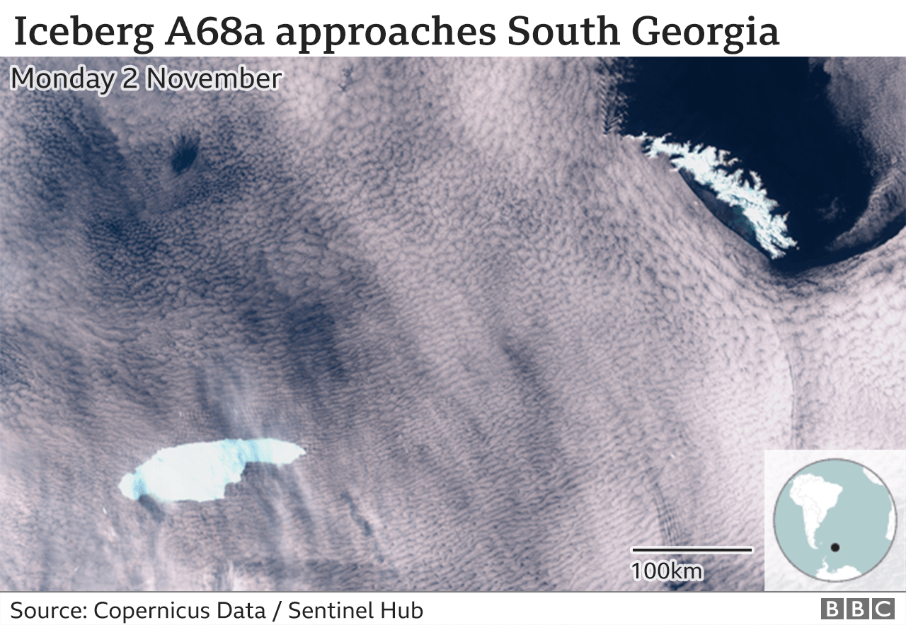 A68 iceberg on collision path with South Georgia - BBC News