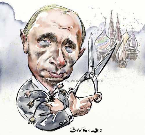 Putin the censor By Bob Row | Media &amp; Culture Cartoon | TOONPOOL