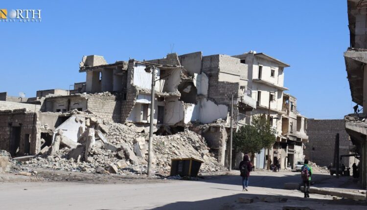 Building destroyed due to battles between Syrian government forces and opposition factions in al-Salhin neighborhood in Aleppo – North Press/Archive