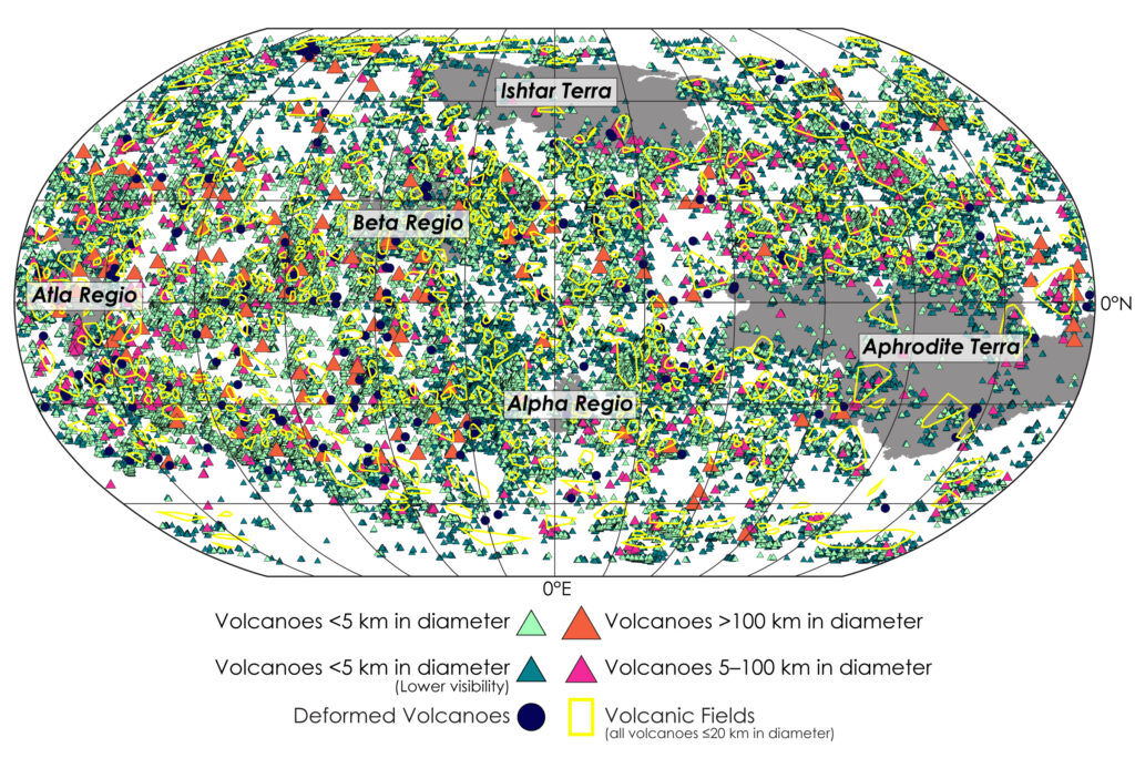 map of volcanoes on Venus