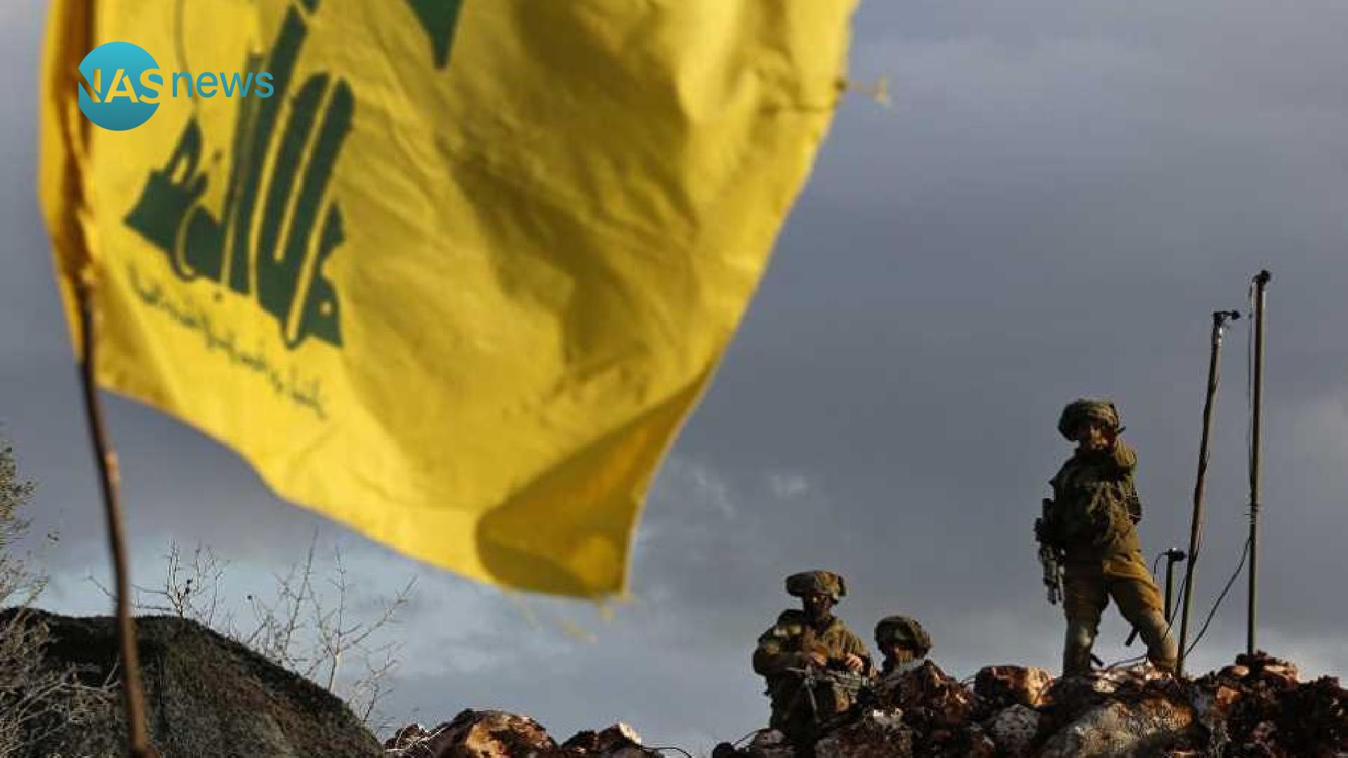Hezbollah flag facing Israeli occupation soldiers on Lebanese-Palestinian border